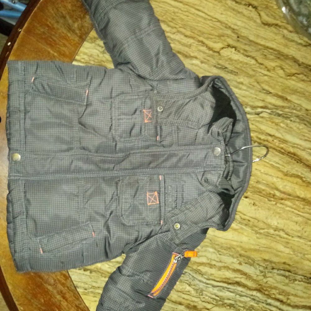 Carter's Gray Puffer Jacket with Orange Accents